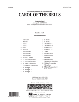 Book cover for Carol Of The Bells - Full Score