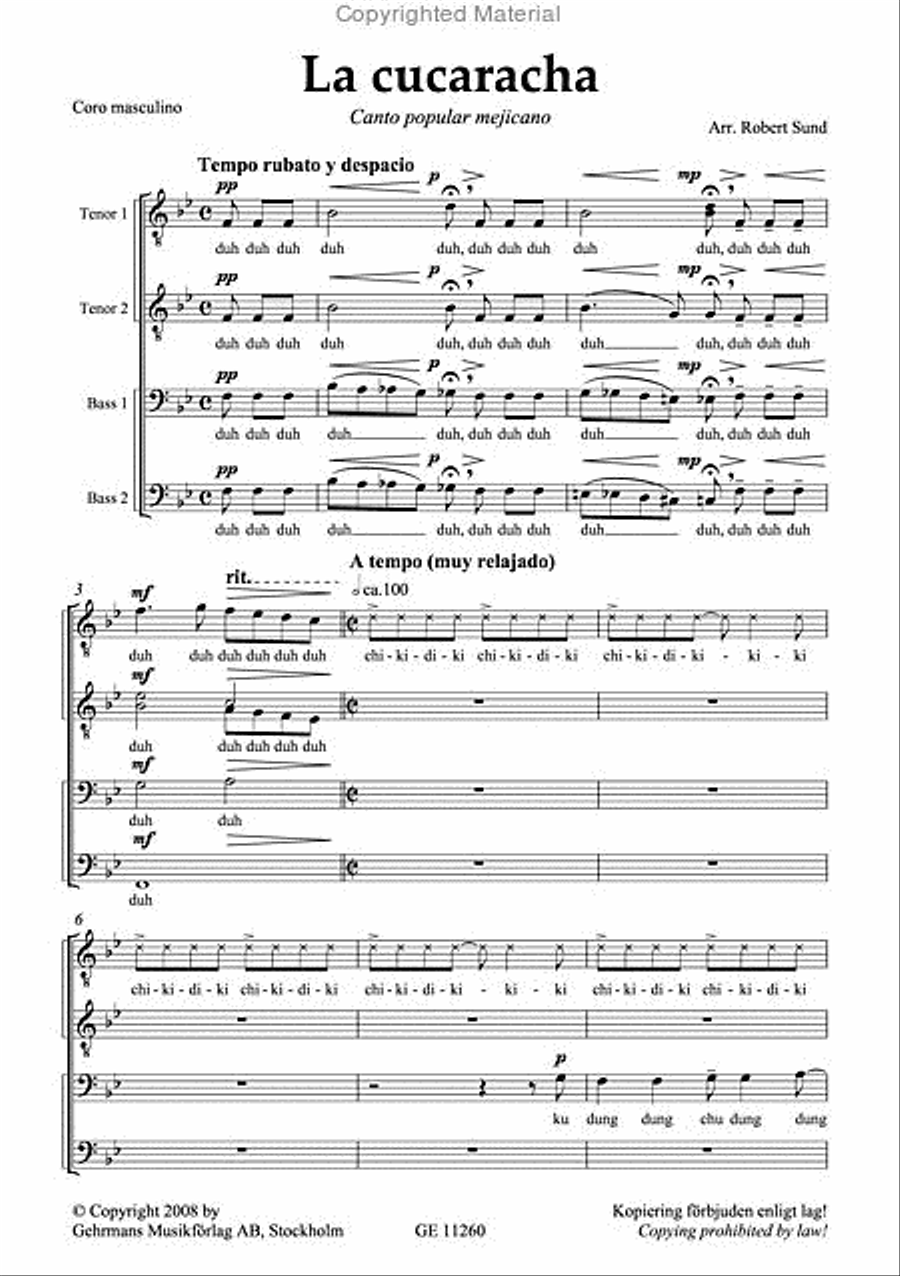 La cucaracha La cucaracha TTBB scores gallery preview page 2