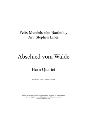 Abshied vom Walde for horn quartet