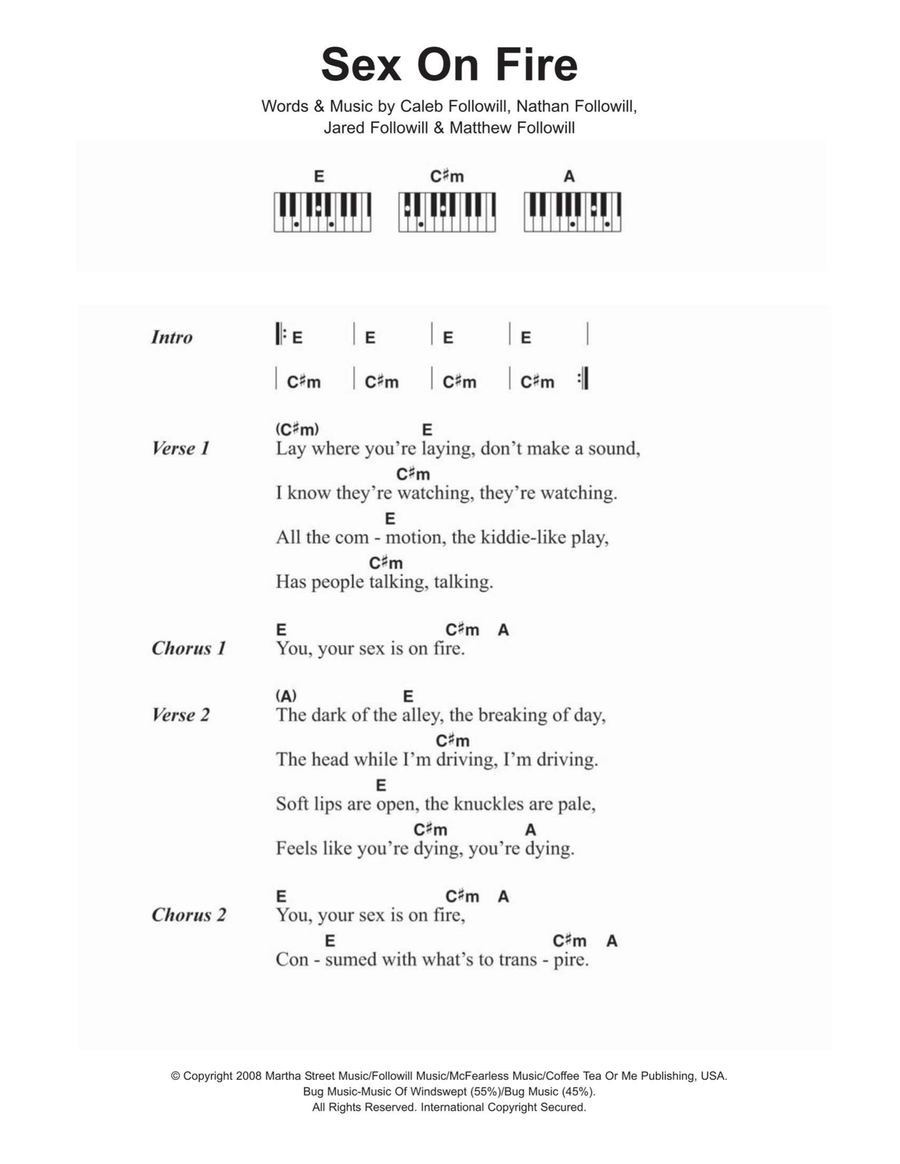 Sex On Fire Piano scores gallery preview page 1