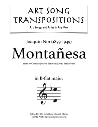 Book cover for NIN: Montañesa (transposed to B-flat major)