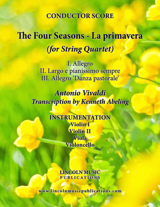 Book cover for The Four Seasons - La Primavera (for String Quartet)