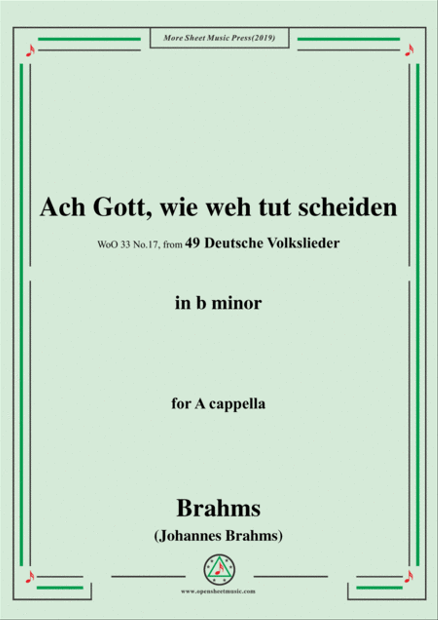 Brahms-Ach Gott,wie weh tut scheiden,WoO 33 No.17,from '49 Deutsche Volkslieder,WoO 33',in b minor,f Bassoon scores gallery preview page 1