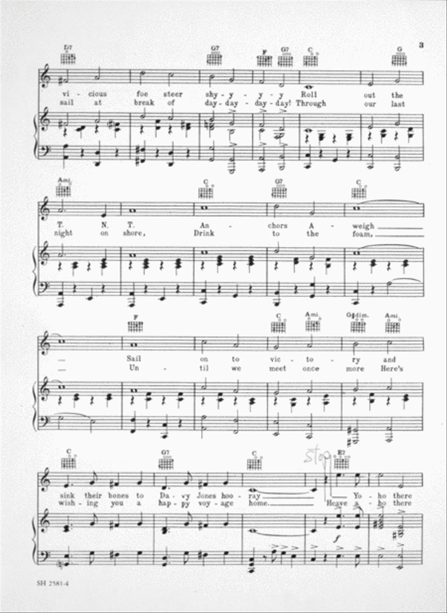 Anchors Aweigh. The Song of the Navy Voice scores gallery preview page 3