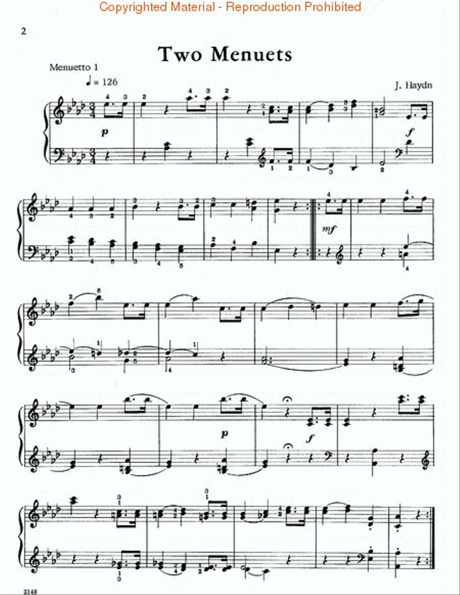 Recital Series For Piano - Two Menuets - Book V (Brown)