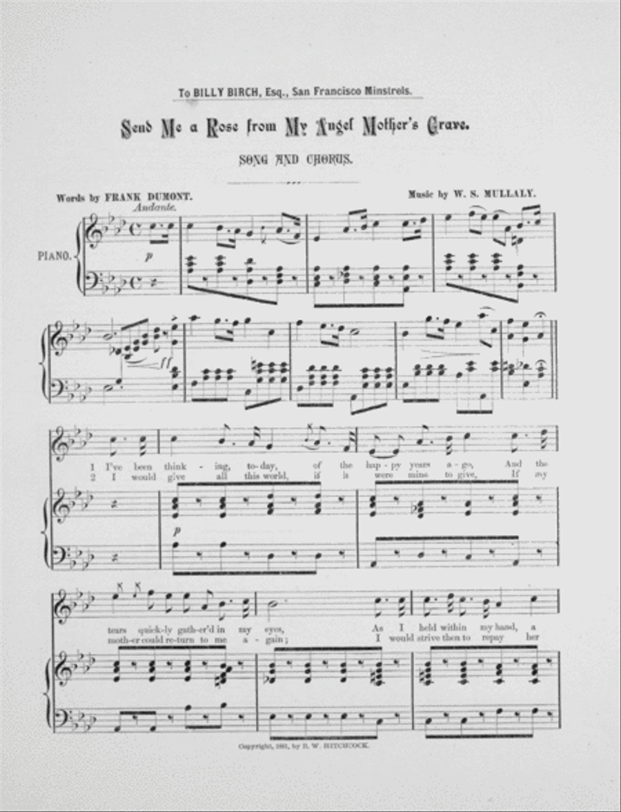 Send Me A Rose From My Angel Mother's Grave. Song and Chorus 4-Part scores gallery preview page 2