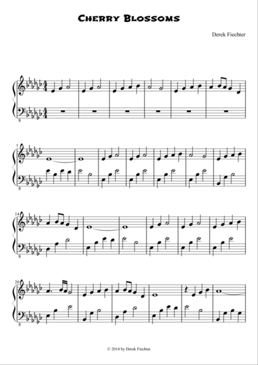Cherry Blossoms (E Flat) Cherry Blossoms (E Flat) Piano Solo scores gallery preview page 1