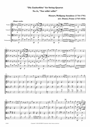 "Die Zauberflöte" for String Quartet, No.16, "Nur stille! stille!"