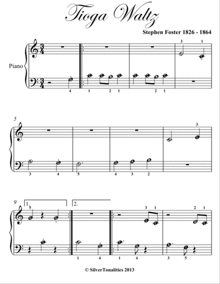 Tioga Waltz Beginner Piano Sheet Music Easy Piano scores gallery preview page 2