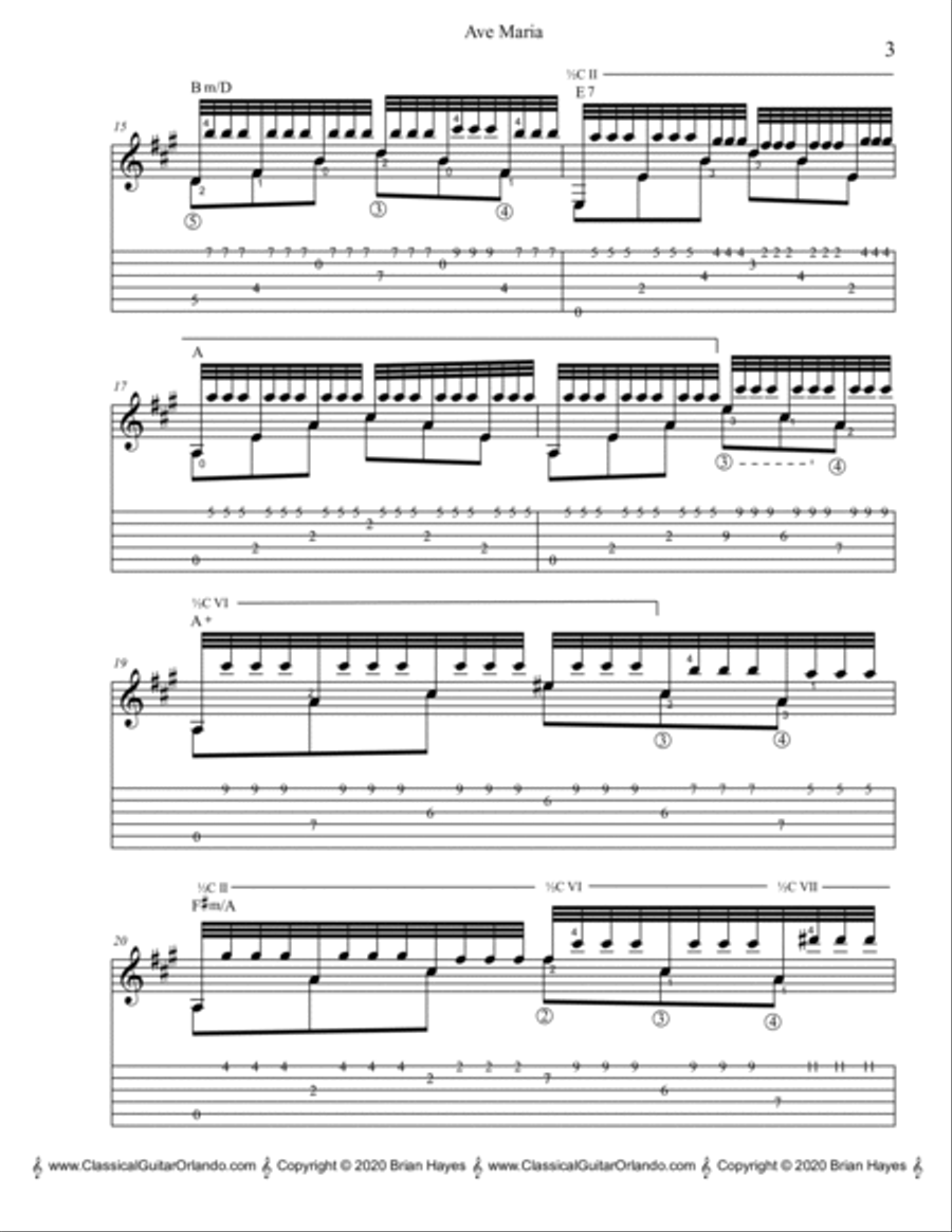 Ave Maria (Schubert) (with Tablature) Classical Guitar scores gallery preview page 4