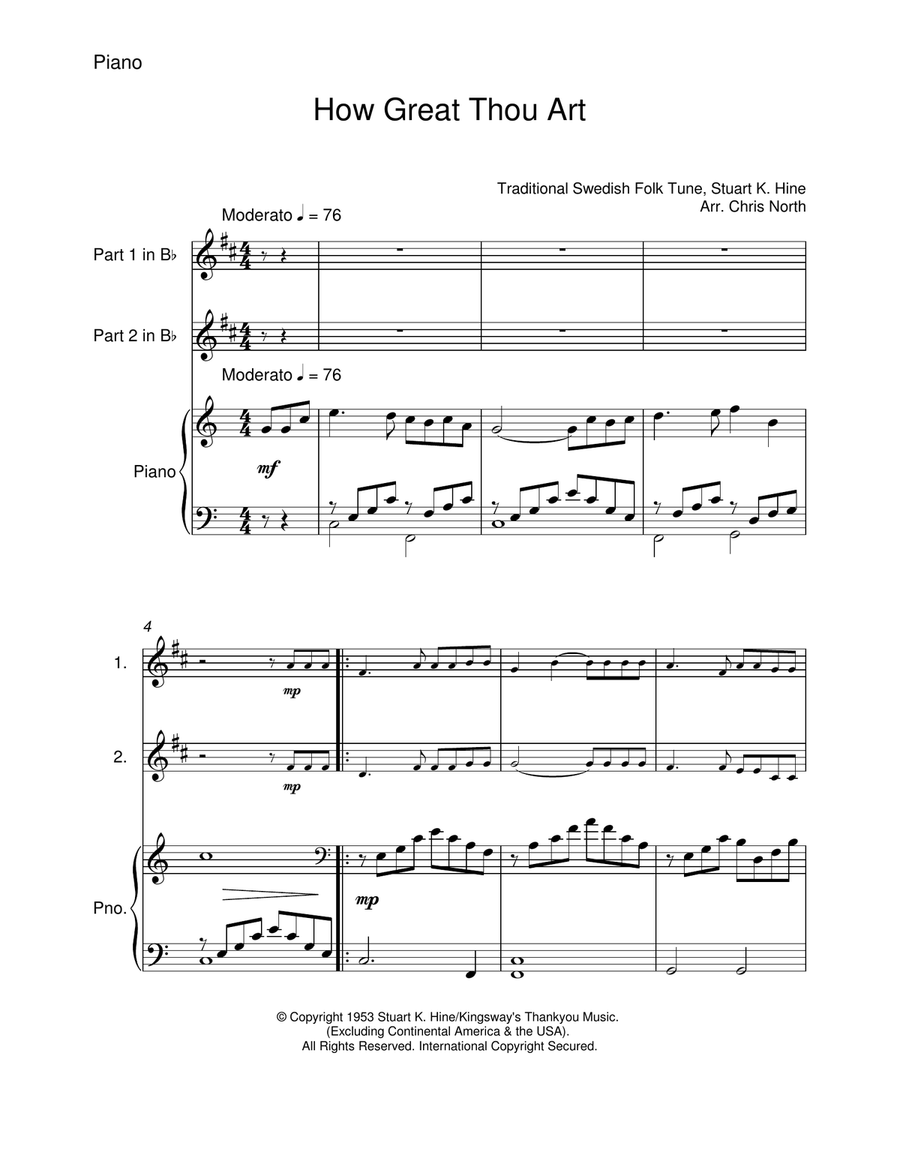 How Great Thou Art Score and Parts scores gallery preview page 2