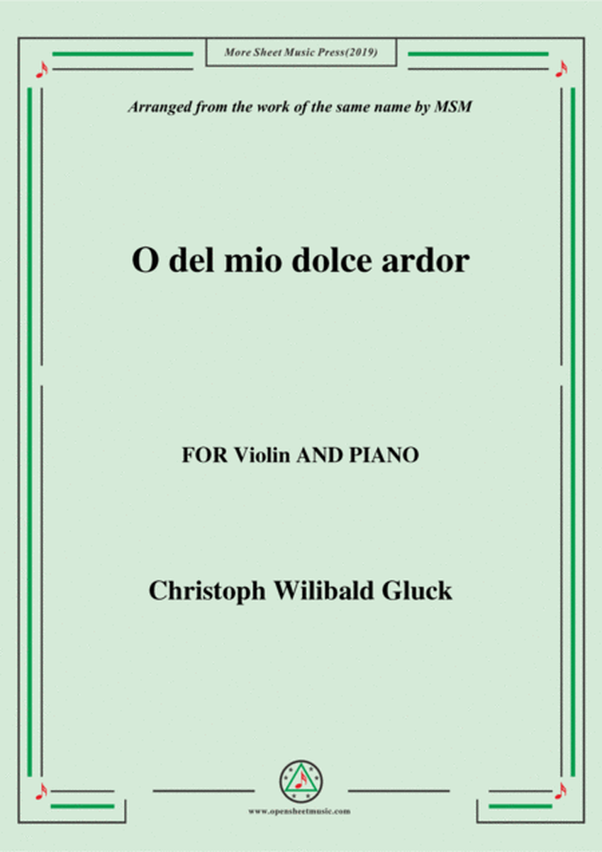 Gluck-O del mio dolce ardor, for Violin and Piano image number null