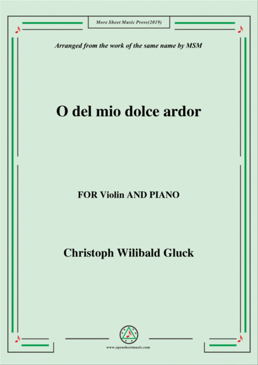 Gluck-O del mio dolce ardor, for Violin and Piano Violin Solo scores gallery preview page 1