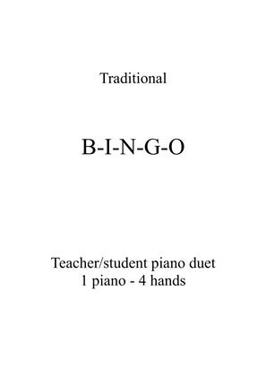 BINGO - Teacher and student piano duet - 1 piano 4 hands