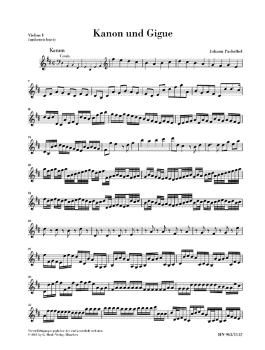 Canon and Gigue for Three Violins and Basso Continuo in D Major String Orchestra scores gallery preview page 5