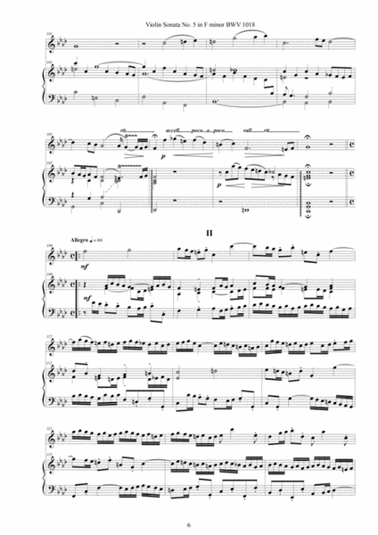 Bach - Violin Sonata No.5 in F minor BWV 1018 for Violin and Harpsichord (or Piano) image number null