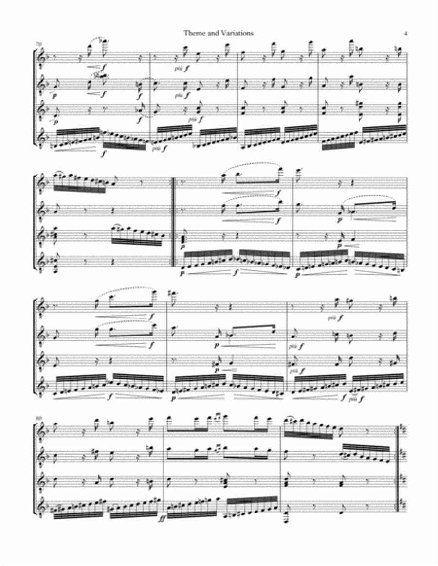 Andante Op. 18 Theme and Variations for guitar quartet Guitar Ensemble scores gallery preview page 5