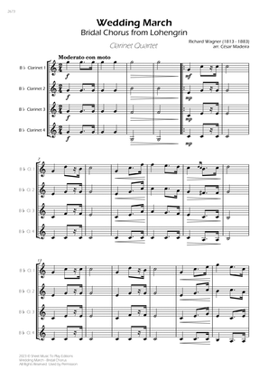 Wedding March (Bridal Chorus) - Clarinet Quartet (Full Score) - Score Only