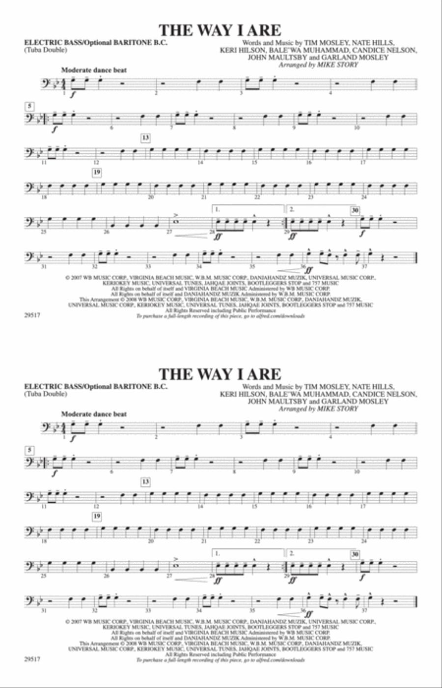 The Way I Are: Electric Bass Marching Band scores gallery preview page 1