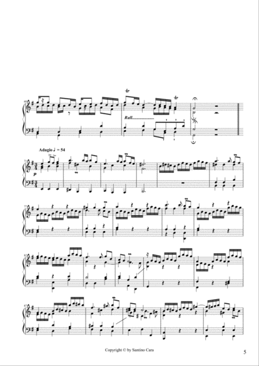 Albinoni - Sinfonia in G major-Si8- for piano - S.Cara 4-Part scores gallery preview page 5