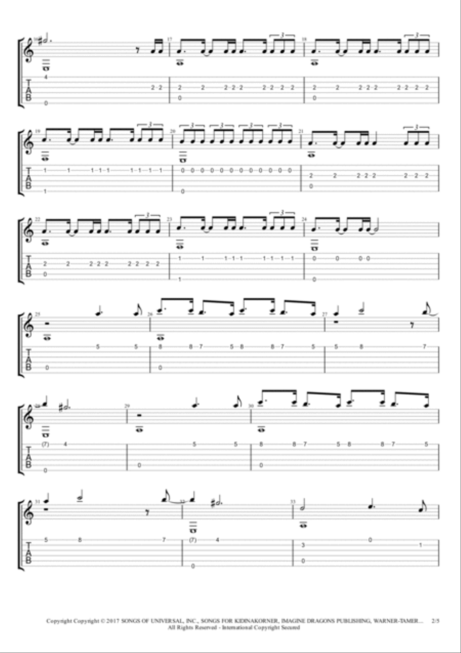 Believer Guitar Tablature scores gallery preview page 2