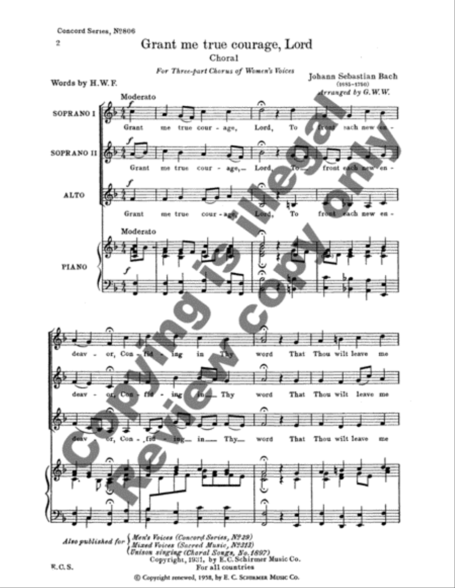 Grant Me True Courage, Lord BWV 45 SSA scores gallery preview page 3