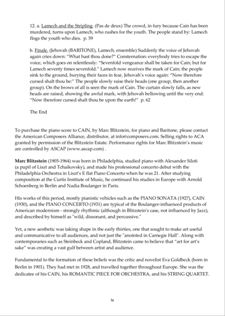 [Blitzstein] Cain Voice Solo scores gallery preview page 6
