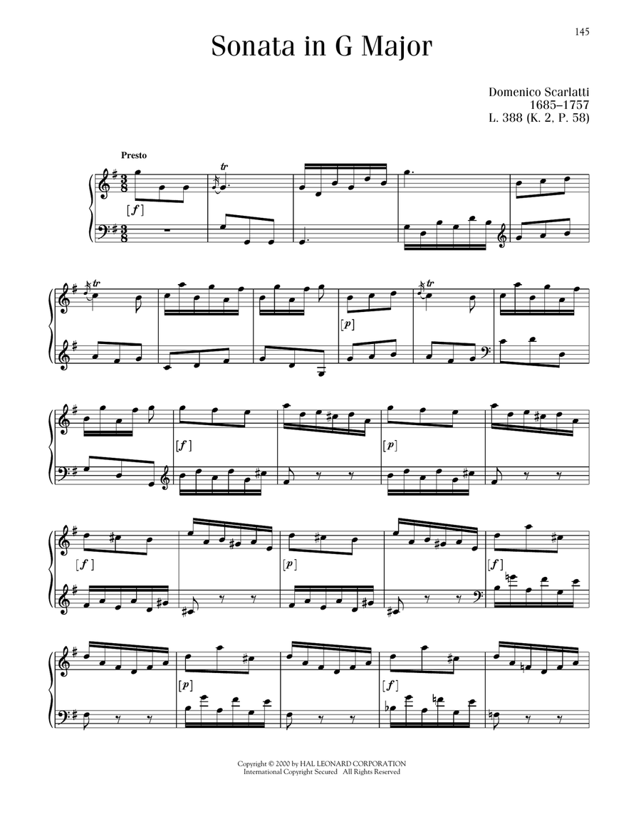 Sonata In G Major, L. 388