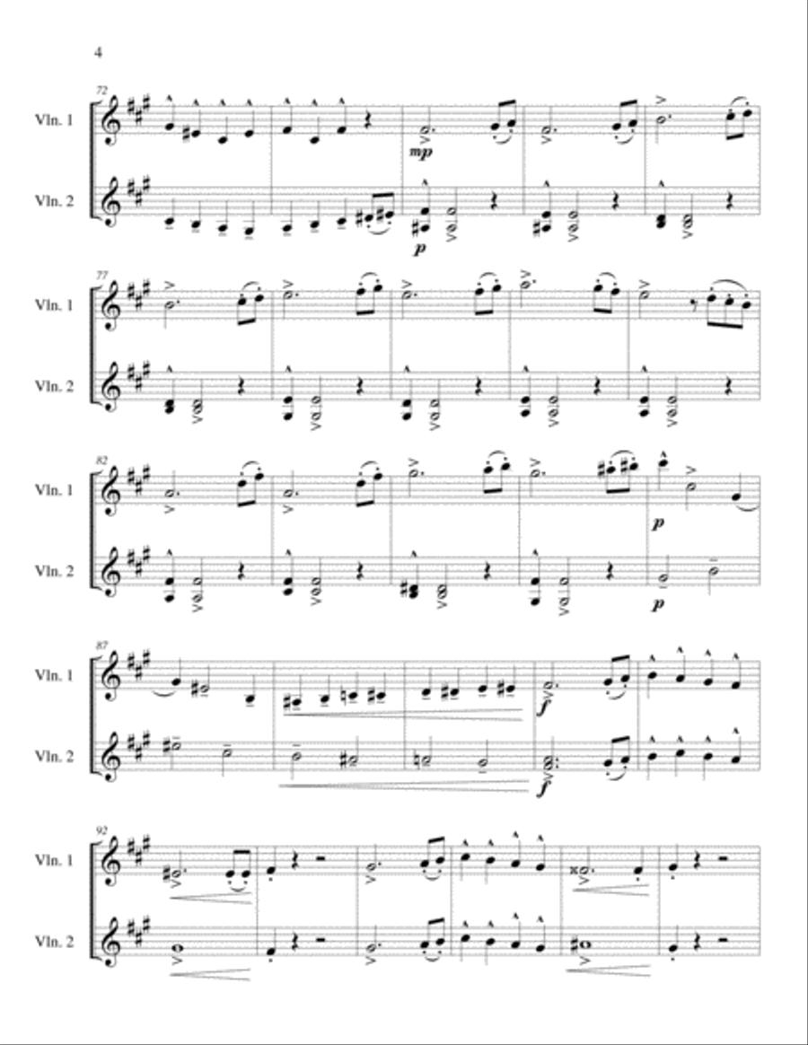 Sonata for Two Violins in F# minor, Op 4 Mvmt 1 Violin scores gallery preview page 4
