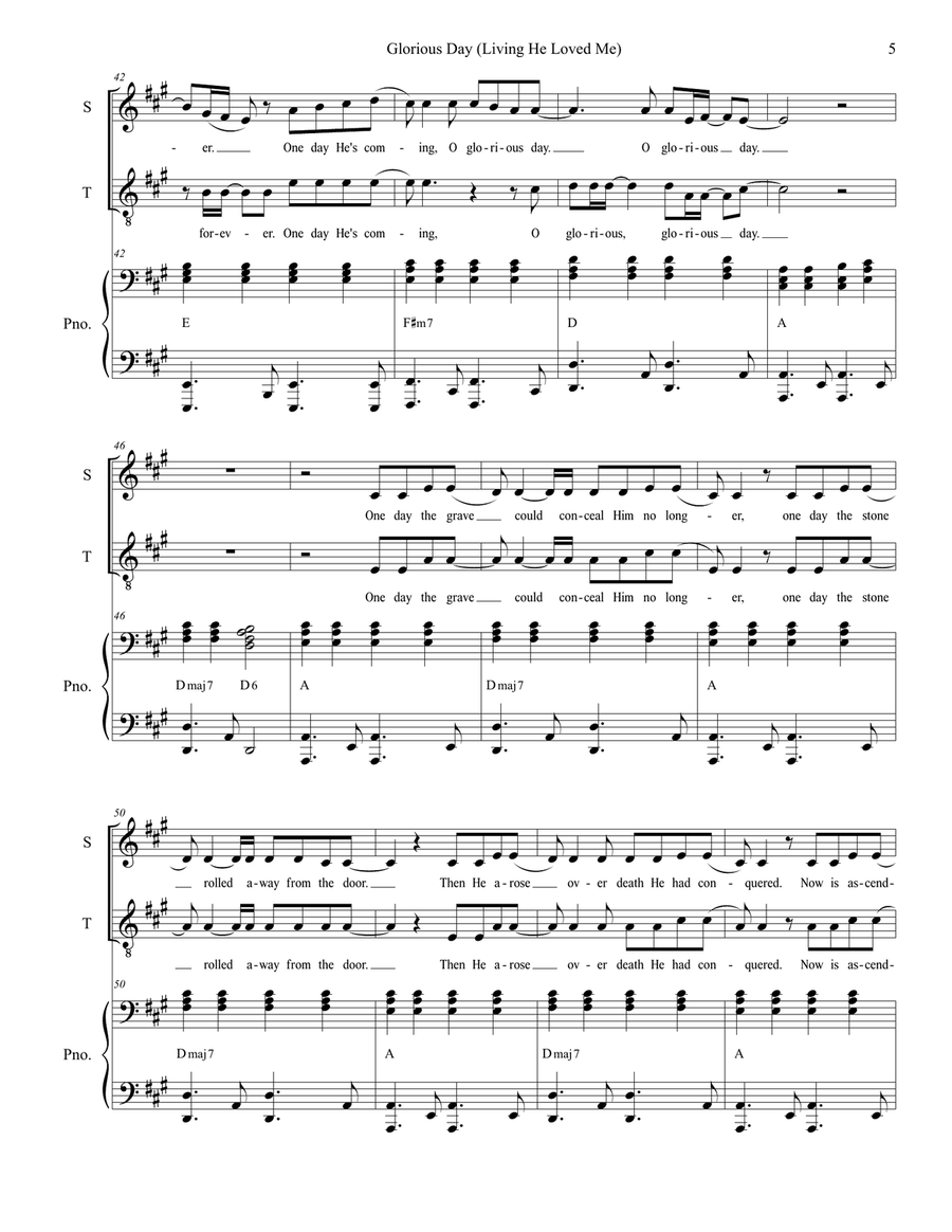 Glorious Day (Living He Loved Me) Tenor Voice scores gallery preview page 5