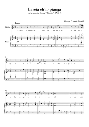 Book cover for Lascia ch'io pianga (for Violin and Piano) Original Key F major