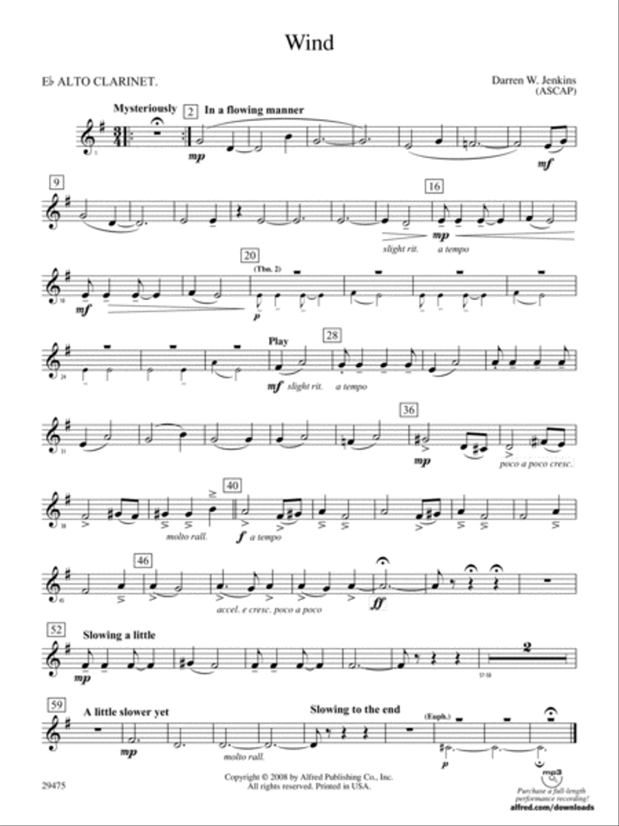 Wind: (World Part) E-flat Alto Clarinet Concert Band scores gallery preview page 1