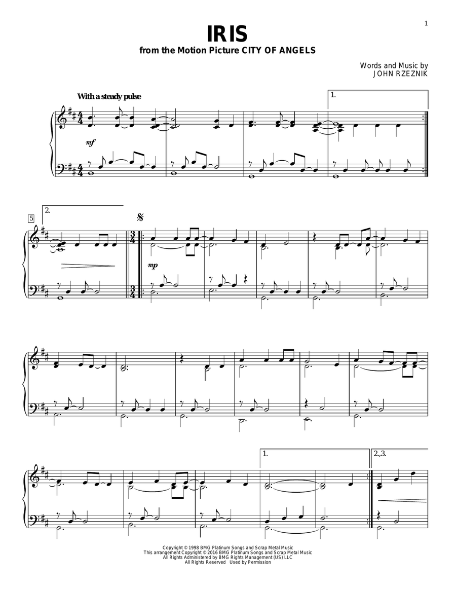 Iris Piano Solo scores gallery preview page 1