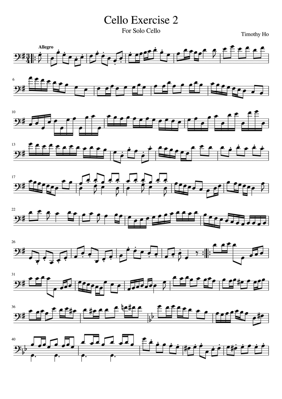 Cello Exercise 2 Cello Exercise 2 Cello Solo scores gallery preview page 1