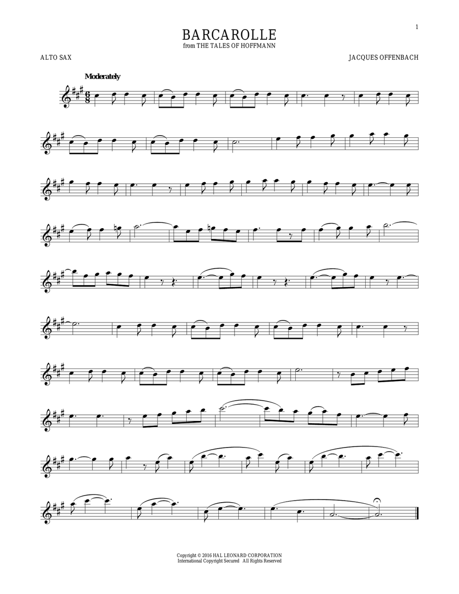 Barcarolle Alto Saxophone scores gallery preview page 1