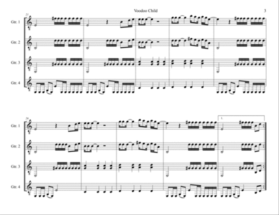 Voodoo Child (slight Return) Guitar scores gallery preview page 5