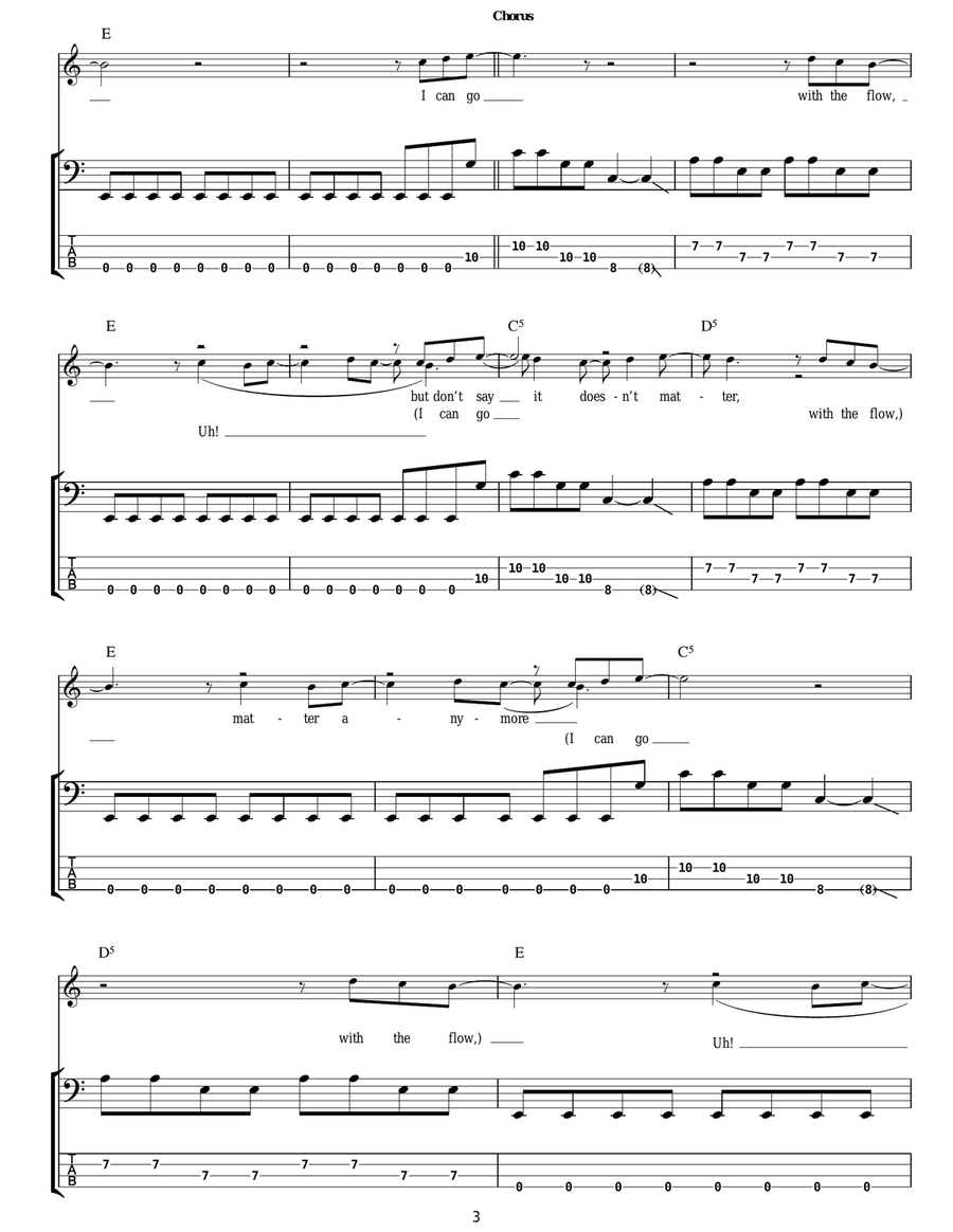 Go With The Flow Bass Guitar Tablature scores gallery preview page 3