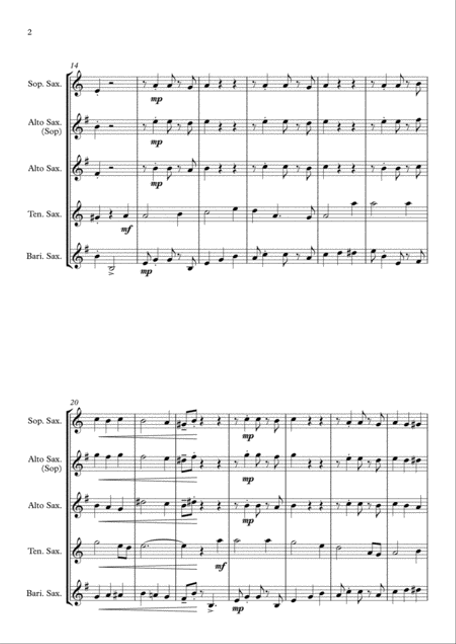 The House of the Rising Sun - for Saxophone Quartet Saxophone Quartet scores gallery preview page 2