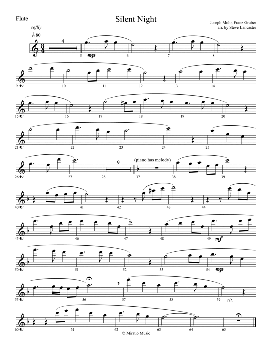 Silent Night - harmonic color arr. for Flute & Piano image number null