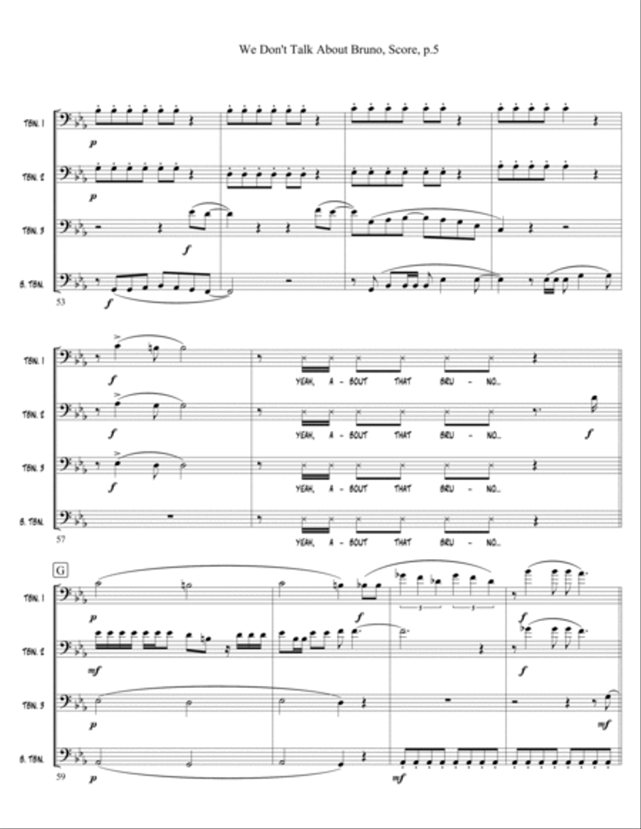We Don't Talk About Bruno Brass Quartet scores gallery preview page 5
