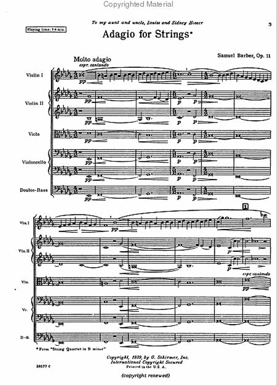 Adagio for Strings, Op. 11 String Orchestra scores gallery preview page 2