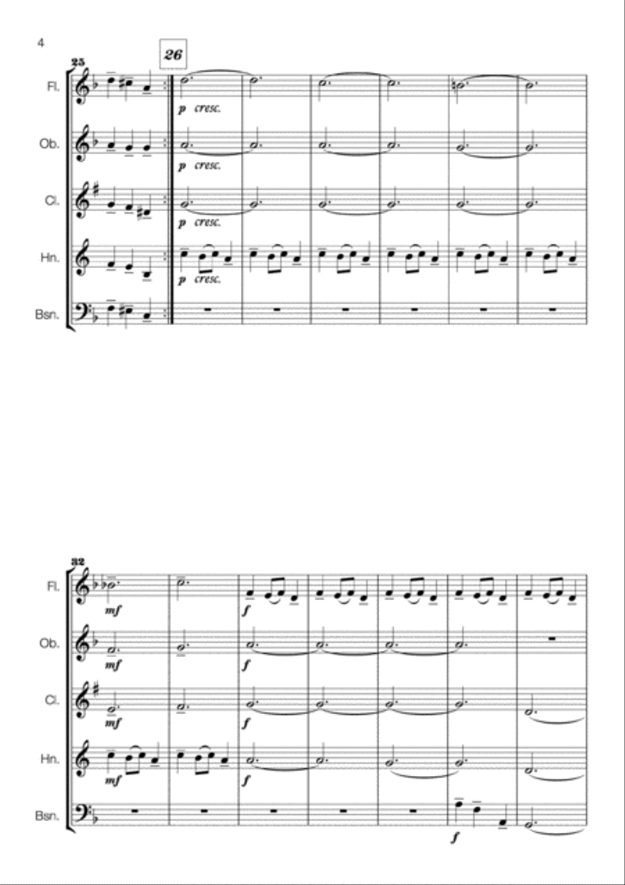 Leontovych - Carols of the Bells for Wind Quintet Woodwind Quintet scores gallery preview page 4
