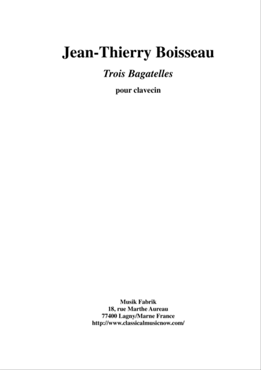 Jean-Thierry Boisseau : Trois Bagatelles pour clavecin Harpsichord scores gallery preview page 1