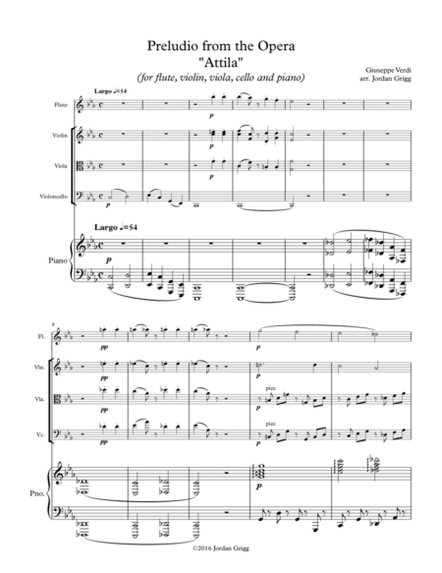 Preludio from the Opera Attila (for flute, violin, viola, cello and piano) image number null