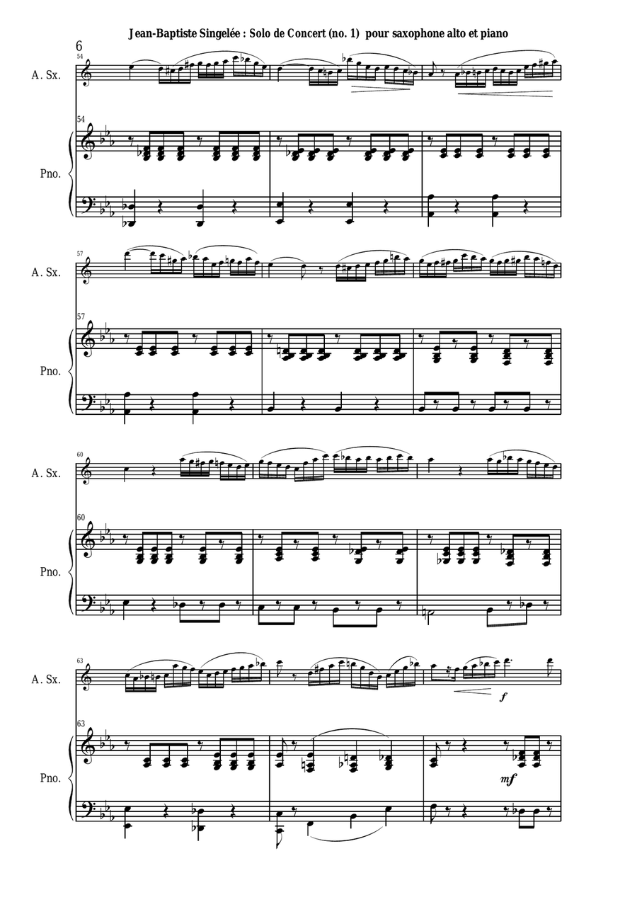 Jean-Baptiste Singelée Solo de Concert (no. 1), Opus 74 pour Saxophone Alto et Piano