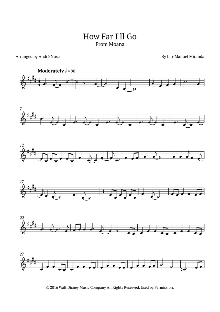 How Far I'll Go Violin Solo scores gallery preview page 1