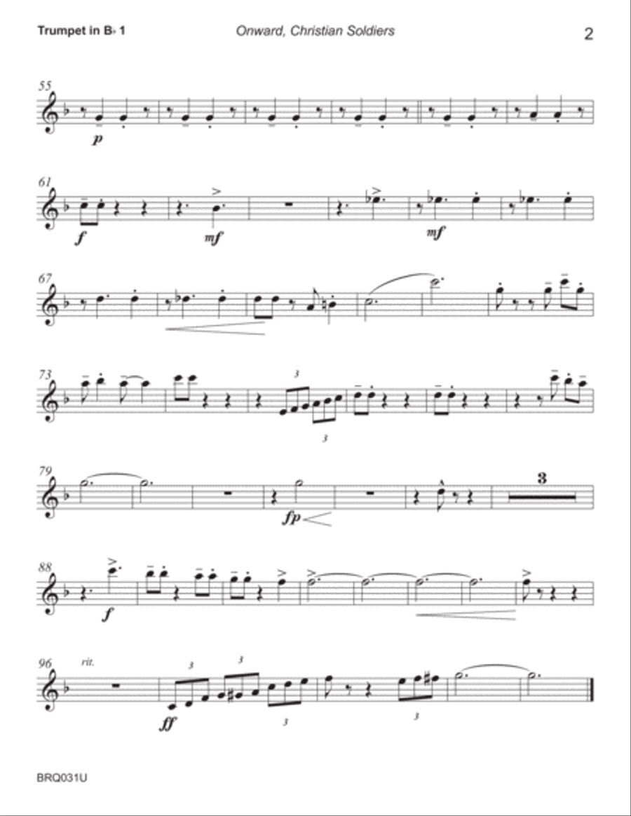 ONWARD CHRISTIAN SOLDIERS - BRASS QUINTET - Swing Style! (Jazz Waltz) Brass Quintet scores gallery preview page 6