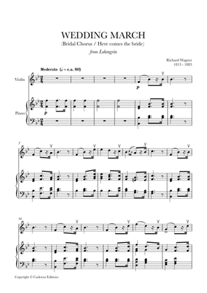 Wedding March (Bridal Chorus - Here comes the Bride) for Violin and Piano