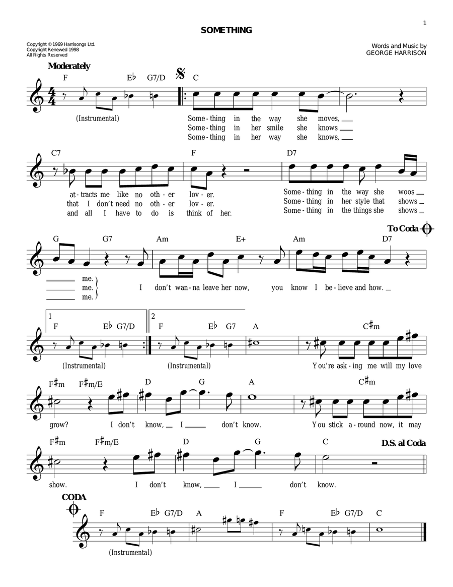Something by The Beatles Piano - Digital Sheet Music