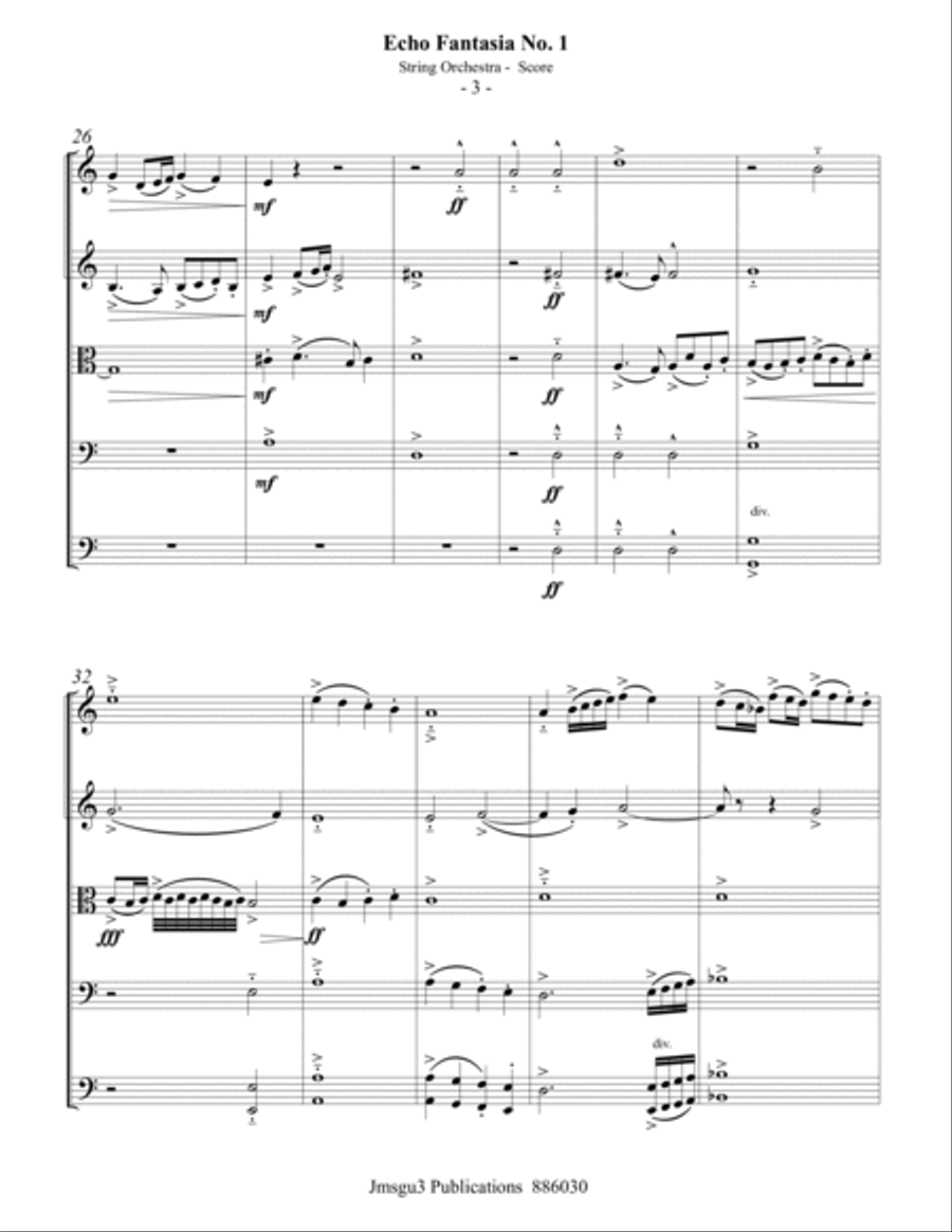 Sweelinck: Echo Fantasia No. 1 for String Orchestra String Orchestra scores gallery preview page 3